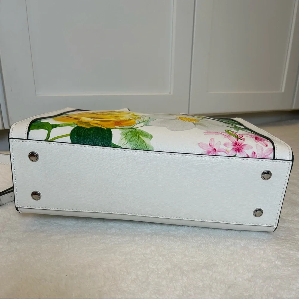 *New* Karl Lagerfeld Paris Floral Printed Tote Bag White Sunflower - Picture 14 of 17